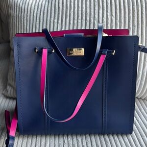 Kate Spade Blue and Pink Structured Tote Bag
